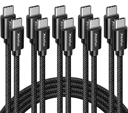 CLEEFUN USB C to USB C Cable 3ft, 5-Pack C to C Cable Fast Charging 60W - color: Black, size: 3ft+3ft+3ft+3ft+3ft