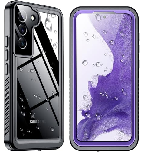 SPIDERCASE for Samsung Galaxy S22 Waterproof Case, Purple | [12FT Military Shockproof] IP68 Water Resistance [Built-in Screen Protector] Full Body Sealed Protection Phone Case 6.1" - color: Purple/Clear, size: Galaxy S22 6.1"