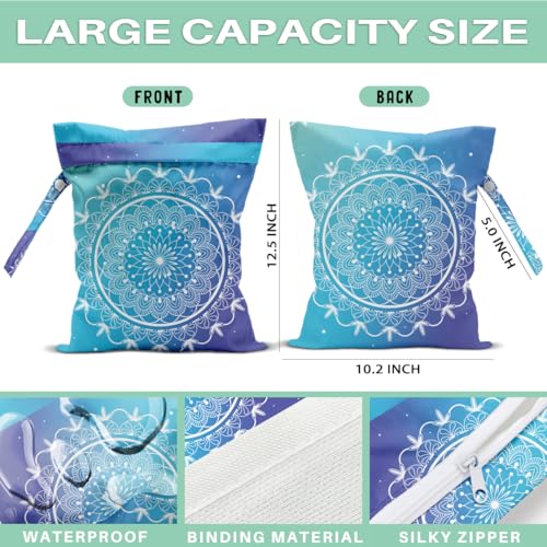 Mandala Large Wet Bag Travel Laundry Bags - Waterproof with Handle, Washable Dirty Clothes Bags for Travel, Wet & Dry, Gym Bag, Swimming Pool, College Dorm - color: Mandala2