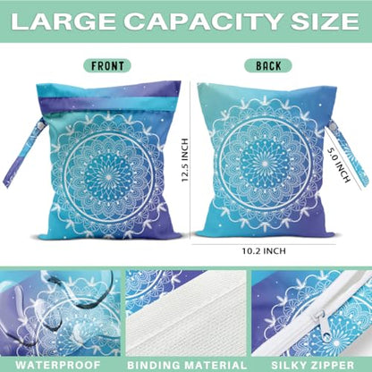 Mandala Large Wet Bag Travel Laundry Bags - Waterproof with Handle, Washable Dirty Clothes Bags for Travel, Wet & Dry, Gym Bag, Swimming Pool, College Dorm - color: Mandala2