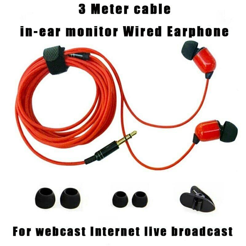 VizGiz 3 Pack 10FT Earbuds 3.5mm Stereo 3 Pole Headset Earphones 3 Meter Long Extension Wired Cord Cable Earphone Monitor in-Ear Headphone for Live Streamer Webcast Broadcast Phone Computer