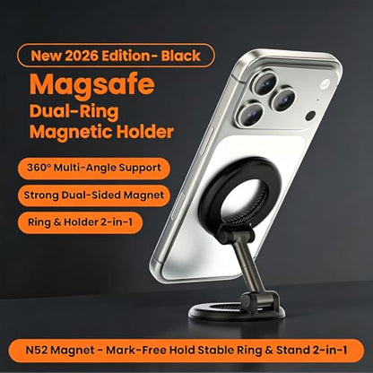 Dual-Sided Magnetic 360° Rotation Phone Holder Mount for Car, Gym, Desk