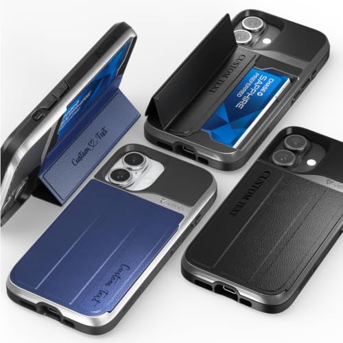VENA vCommute Personalized iPhone 16 Wallet Case | Custom Engraved, Customized Name, Premium Leather Card Holder, Drop Protection, Hidden Card Slot, Multi-Angle Kickstand - color: Text Custom, size: iPhone 16