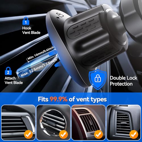 for MagSafe Car Mount,【22 N55 Super Magnets】 Magnetic Phone Holder for Car Air Vent, Cell Phone Mount Car Accessories Compatible with iPhone 17 16 15 14 13 12 Pro Max - color: Black