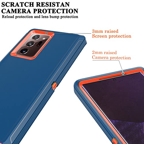YmhxcY Note 20 Ultra Case with Self Healing Flexible TPU Film[2 Pack] and Camera Lens Screen Protective Film[2 Pack], Heavy Protection Cover for Samsung Galaxy Note 20 Ultra-Blue and Orange - color: SF-Blue/Orange