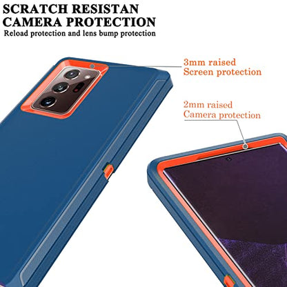 YmhxcY Note 20 Ultra Case with Self Healing Flexible TPU Film[2 Pack] and Camera Lens Screen Protective Film[2 Pack], Heavy Protection Cover for Samsung Galaxy Note 20 Ultra-Blue and Orange - color: SF-Blue/Orange