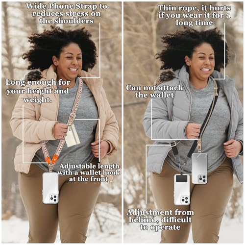 UKON Phone Lanyard Crossbody Phone Strap Widen Neck Strap Adjustable Shoulder Strap with Premium Hardware Hook Bag Strap (Orange) - color: Orange