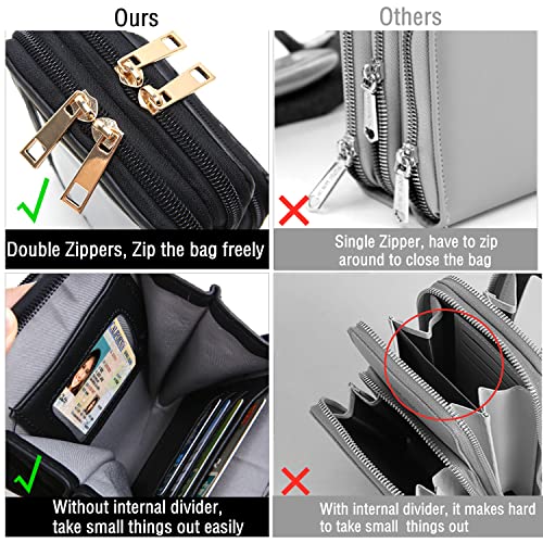 Crossbody Cellphone Purse Women Touch Screen Bag RFID Blocking Wallet Handbag Shoulder Strap - color: Black-small, size: Small