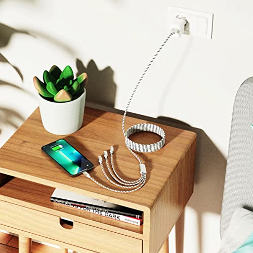 USB A/C Multi Charger Cable, 4 in 1 Charging Cords for Multiple Devices 10ft