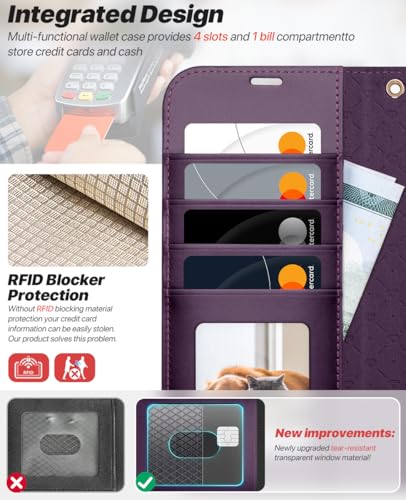 OCASE for iPhone Air Detachable Wallet Case with Card Holder, 2 in 1 PU Leather Flip Folio with RFID Blocking Stand Wrist Strap Shockproof Phone Cover 6.5 Inch 2025, Dark Purple - color: Dark Purple, size: iPhone Air