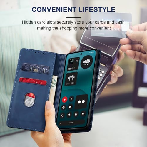 Jasonyu Flip Wallet Case for Nothing Phone 4a Pro 5G,Blue | PU Leather Magnetic Folio Cover,with Card Holder,Kickstand,TPU Shockproof,Durable,Protective Phone Case - color: Blue, size: Nothing Phone 4a Pro