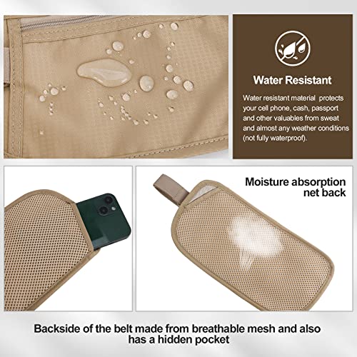 Money Belt - Passport Holder Secure Hidden Travel Wallet with RFID Blocking, Undercover Fanny Pack (Beige) - color: Beige, size: Rfid Blocking & Belt Wide:1 inch