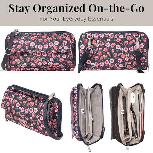 Baggallini Rfid Phone Wallet Crossbody - color: Autumn Peony