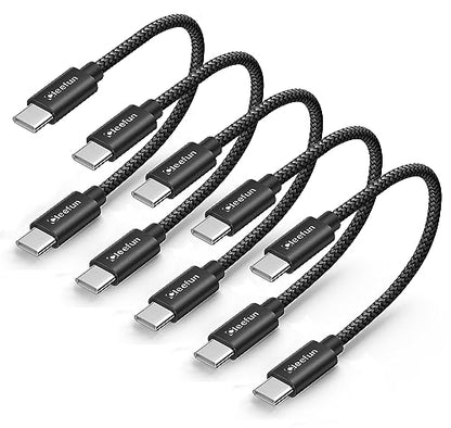 CLEEFUN USB C to USB C Cable 1ft, 5-Pack C to C Cable Fast Charging 60W - color: Black, size: 1ft+1ft+1ft+1ft+1ft