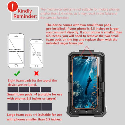 UECHCASES Universal Diving Phone Case for 5.4"-6.9", 15m/50ft Professional Underwater Housing with Vacuum Valve, Physical Shutter, 1/4" Tripod Mount (Black, for Android Right-Side Button) - color: Black
