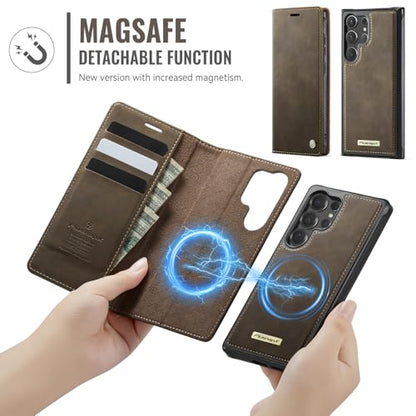 for Samsung Galaxy S26 Ultra 2in1 Detachable Wallet Case, Brown | Compatible with Magsafe, Magnetic, RFID Blocking Card Holder, Shockproof, Kickstand, Wireless Charging, PU Leather Flip Cover - color: (Detachable 2 in 1)-Brown, size: Galaxy S26 Ultra