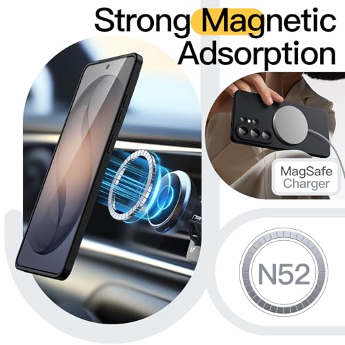JETech Slim Magnetic Case for Samsung Galaxy S26 Ultra, Anti-Slip, Black | Compatible with MagSafe, Full Camera Lens Protection, Soft TPU Cover, Shockproof - color: Black, size: Galaxy S26 Ultra