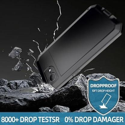 for iPhone 16E Metal Case,Heavy Duty Shockproof Aluminum Alloy Tough Armour Military Grade Phone Case for iPhone 17E,Full Body Protective Cover with Silicone Built-in Screen Protector-Black - color: Black