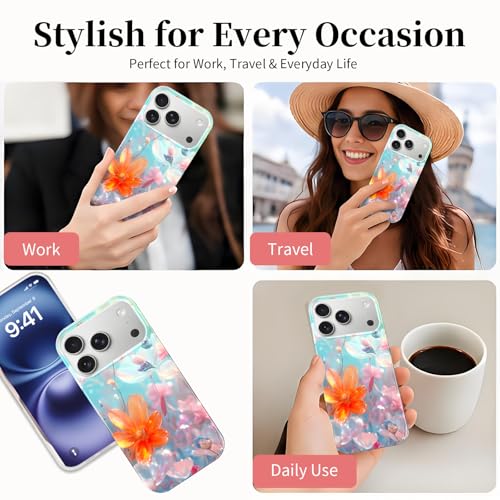 Case Compatible with iPhone 17 Pro Max, 2025 Anti-Yellow Ultra Transparent Soft TPU Phone Case, Shockproof Anti-Slip Slim Lightweight Full Coverage Protective (Flowers 3) - color: Flowers 3