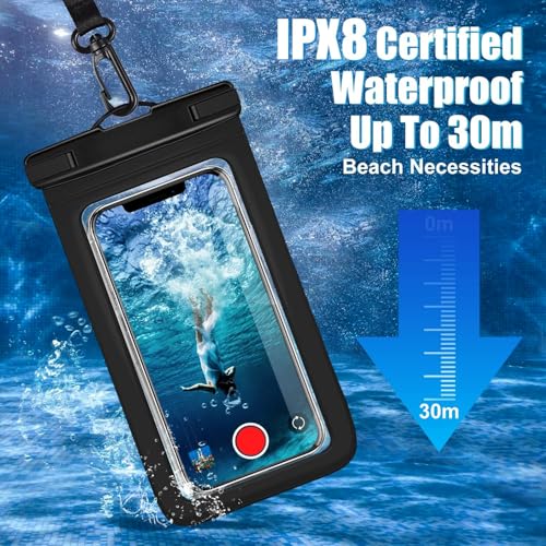 Waterproof Phone Pouch -2 Pack IPX8 Universal Waterproof Case Dry Bag Phone Protector for iPhone 17/16/15/14 Pro Max Plus XS XR X8 Galaxy S25 S24 Pixel Up to 8.4" - color: 2&Black