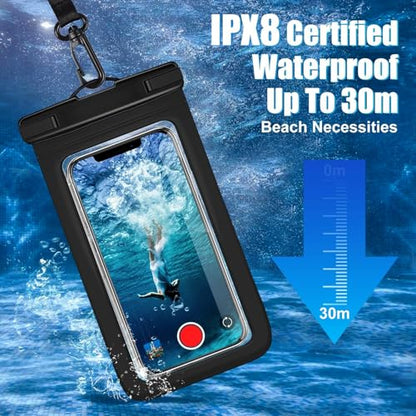 Waterproof Case Compatible with iPhone 14 Pro Max/13/12/11/XR/X/SE/8/7, Galaxy S22/S21 Google up to 7.5" IPX8 Dry Bag Vacation Essentials (Balck-4) - color: Balck-4
