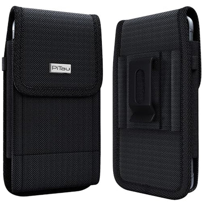 PiTau Holster for iPhone Se, 8, 7, 6s, 6 – Rugged Nylon Cell Phone Belt Holder for Men, Case with Belt Clip, Carrying Pouch Fits Cover, Black