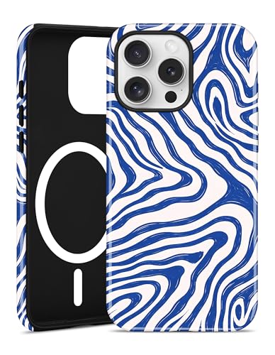 Jusy Magnetic Zebra Phone Case for iPhone 17 Pro Max,Blue | Compatible with MagSafe, Cute Aesthetic Zebra Design, TPU and PC Protective Shockproof Cover - color: Blue