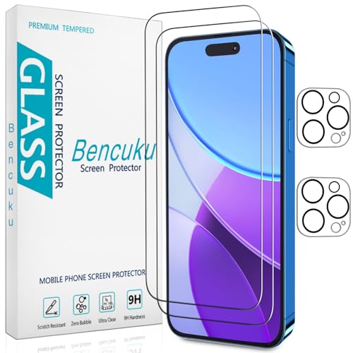 2+2 Pack Screen Protector for iPhone 15 Pro Max Tempered Glass - size: (Standard)iPhone 15 Pro Max 6.7 Inch