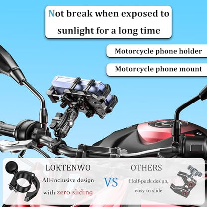 LOKTENWO Motorcycle Phone Mount with Vibration Dampener & Secure Lock