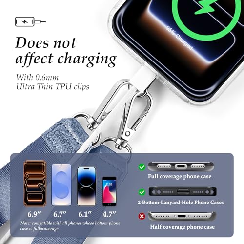 Multifunctional Phone Lanyard Adjustable Anti-Theft Crossbody Phone Strap - color: Blue