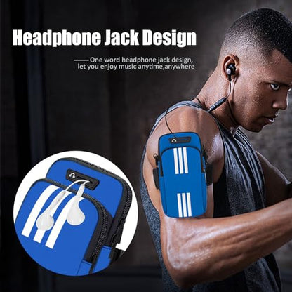 Armband Cell Phone Holder for Running Arm Band iPhone 17 16 15 14 13 12 11 Pro Max 16e Xs Xr X Plus Mini Samsung Galaxy Ultra Note Airpods Pouch Women Men Kids,Runner Gym Walking Arm Bag Blue - color: 06-Blue