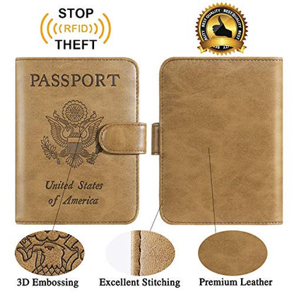 Passport Holder Cover Wallet RFID Blocking, Travel Essentials | Leather Card Case, Travel Accessories for Women Men, Brown - color: Brown