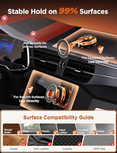 MSXTTLY Tesla Phone Mount for Magsafe, Vacumm Magnetic Car Phone Holder - color: Cosmic Orange