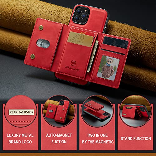 Leather Wallet Phone Cases Compatible with iPhone 14 Pro Max Case with Card Holder Men 6.7'' 2 in 1 Detachable Back Cover (Red, IP 14 Pro Max) - color: Red, size: IP 14 Pro Max