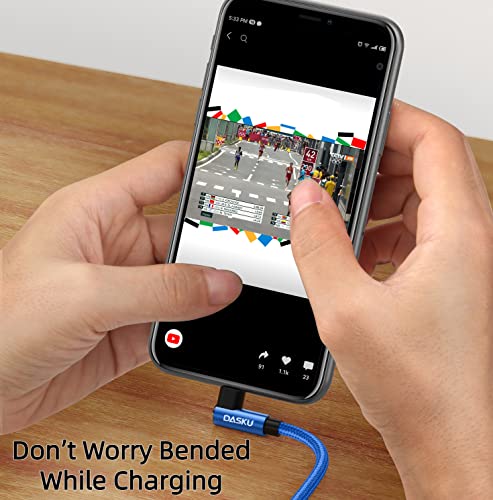90 Degree iPhone Charger [MFi Certified] USB A Lightning Cable 6FT, 2 Pack - color: Blue, size: 6FT, style: USB-A