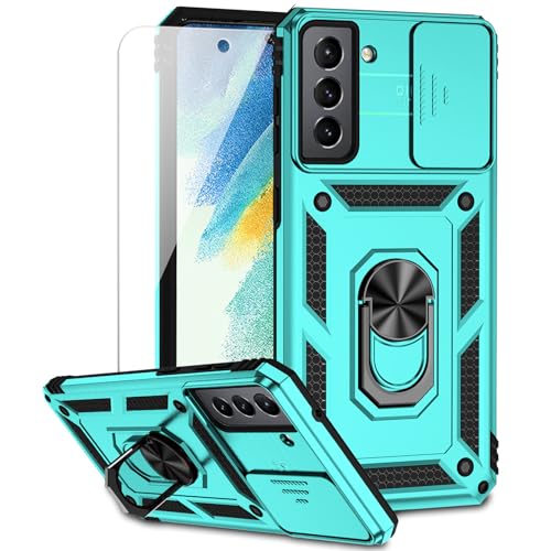 for Samsung Galaxy S20 FE 5G Case with Camera Lens Cover HD Screen Protector, Military-Grade Drop Tested Magnetic Ring Holder Kickstand Protective Phone Case for Samsung Galaxy S20 FE 5G (Mint) - color: Mint with camera cover Military-Grade 2nd gen