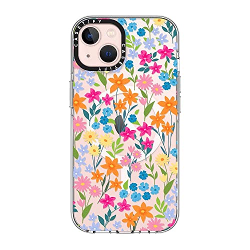 CASETiFY for iPhone 13 Case - Impact Clear Compatible with MagSafe | Not Yellowing | 6.6 ft. 3x Military Grade Drop Protection | bright spring flowers - daisy floral pattern | Clear - color: bright spring flowers, size: Iphone 13 (6.1")