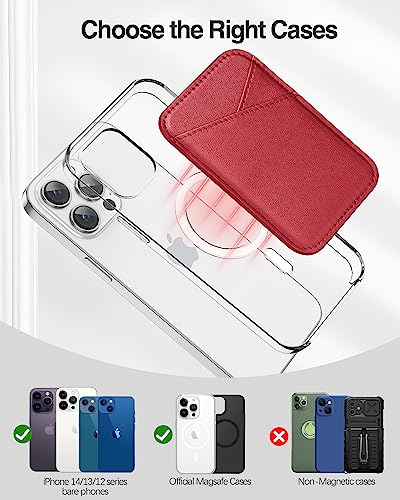 Miroddi for MagSafe Wallet, Ultra-Thin Magnetic Wallet with 2 Card Slots | RFID Blocking, No More Falling, Strongest Magnetic Card Holder for iPhone 17/16/15/14/13/12 Series & Pixel 10 Series, Red - color: Red