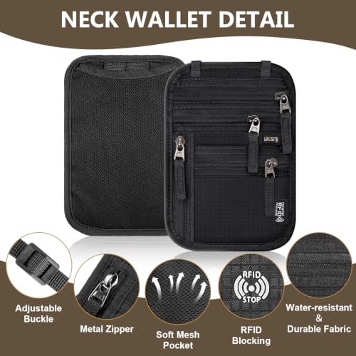 Likesing 5.5" L x 7.9" W Travel Neck Wallet, RFID Passport Pouch(Grey) - color: Grey