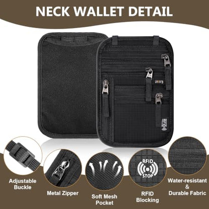 Likesing 5.5" L x 7.9" W Travel Neck Wallet, RFID Passport Pouch(Grey) - color: Grey