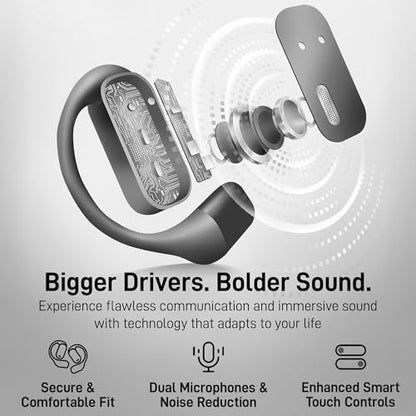 Groovz Open-Ear Plus True Wireless Headphones with Battery Display - Designed & Engineered in the USA - Multi-Point Pairing Bluetooth Open Ear Earbuds Compatible w/Apple & Android - Blue Starry Night - color: Blue Starry Night