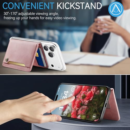 Vinich for MagSafe Wallet Magnetic RFID Blocking Card Holder, Rose Pink - color: Rose Pink