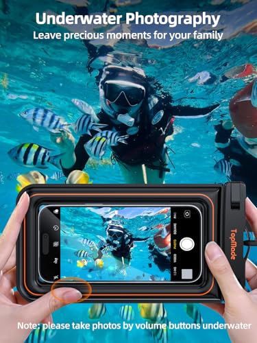 TopMade Floating Waterproof Phone Pouch, 2 Pack IP68 Waterproof Phone Case | Beach/Cruise/Travel Essentials, Detachable Lanyard, Waterproof Pouch for iPhone 17 16 15 Pro Max, S26 Ultra Up to 7", Black - color: Black