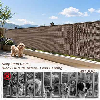 SUNNY GUARD 3' x 10' Balcony Privacy Screen, HDPE Patio Railing Cover Fence - color: Brown, size: 0 3' x 1 0'