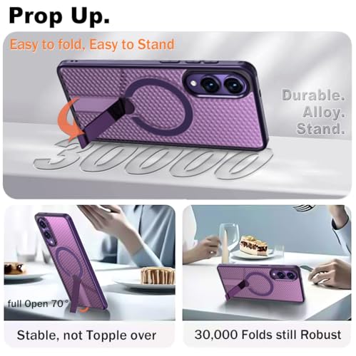 for Samsung Galaxy S25 Edge Case with Stand Compatible with MagSafe +1 Screen Protector, [Built in Kickstand &Magnet][Heat Dissipate] Protective Matte Case for Galaxy S25 Edge (Purple) - color: Purple