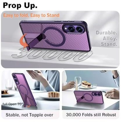 for Samsung Galaxy S25 Edge Case with Stand Compatible with MagSafe +1 Screen Protector, [Built in Kickstand &Magnet][Heat Dissipate] Protective Matte Case for Galaxy S25 Edge (Purple) - color: Purple