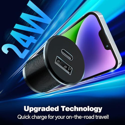 acegoo 24W USB C Car Charger, Aluminum Fast Charging 12V USB Outlet - color: Small Panel*2