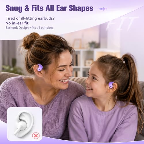 Xmenha Over The Ear Earbuds Open Ear Headphones Over The Ear Headphones - color: Purple, style: Normal