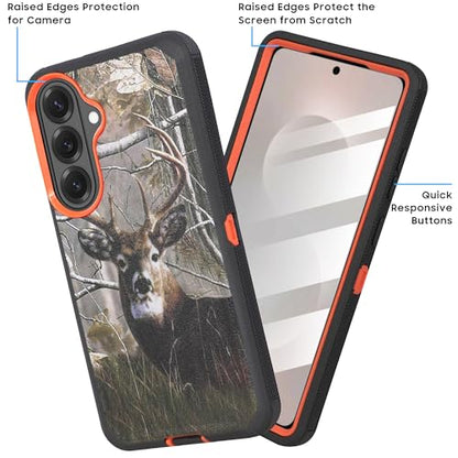 Compatible for Samsung S26 Rugged Case with Belt Clip Holster & Built-in Screen Protector, Heavy-Duty Full-Body Shockproof Cover, Military-Grade Protective Phone Case (Deer) - color: Deer