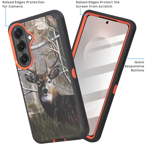 Compatible for Samsung S26 Rugged Case with Belt Clip Holster & Built-in Screen Protector, Heavy-Duty Full-Body Shockproof Cover, Military-Grade Protective Phone Case (Deer) - color: Deer